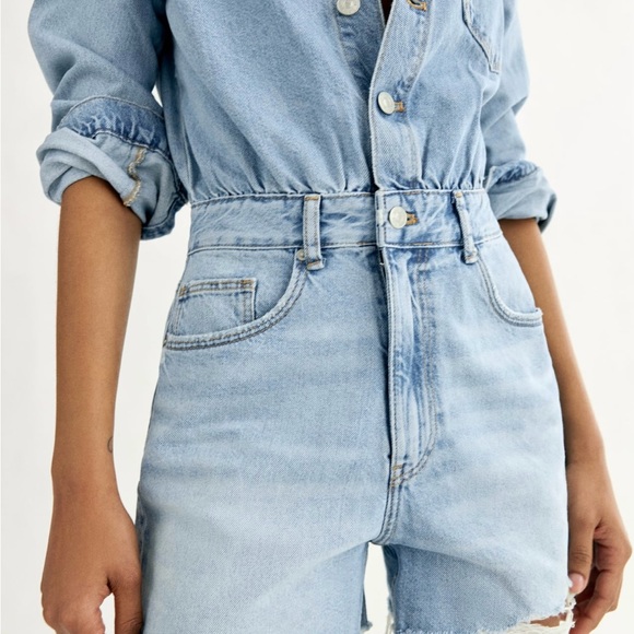Zara short denim jumpsuit - Picture 1 of 3